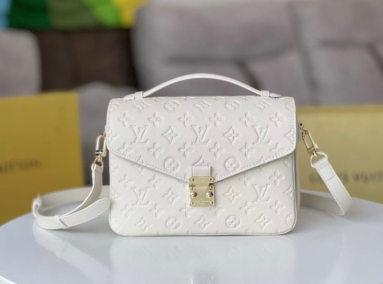 Monogram Leather Crossbody Bag – Elegant Lock Closure Handbag