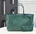 Green Monogram Tote Bag with Matching Pouch Large Shoulder Shopper Handbag
