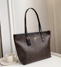 Coach City Tote Signature Canvas Brown Black Shoulder Bag Handbag