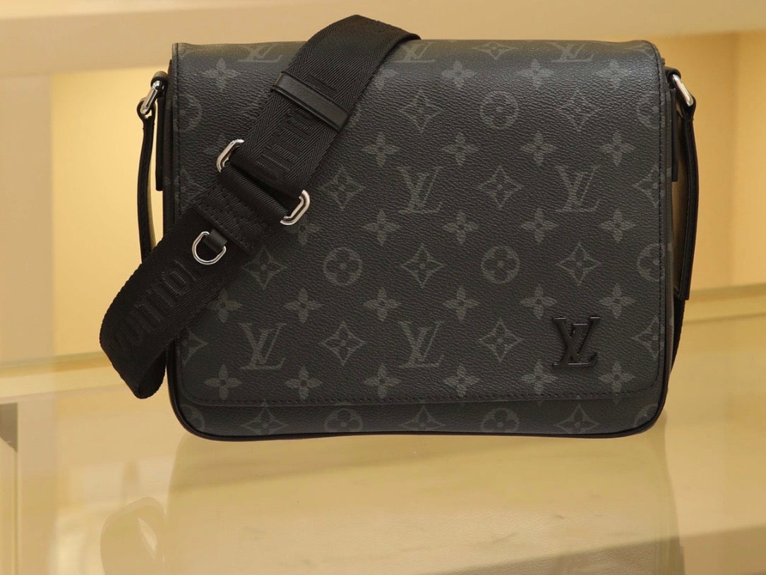 District PM Monogram Eclipse Black Messenger Crossbody Bag