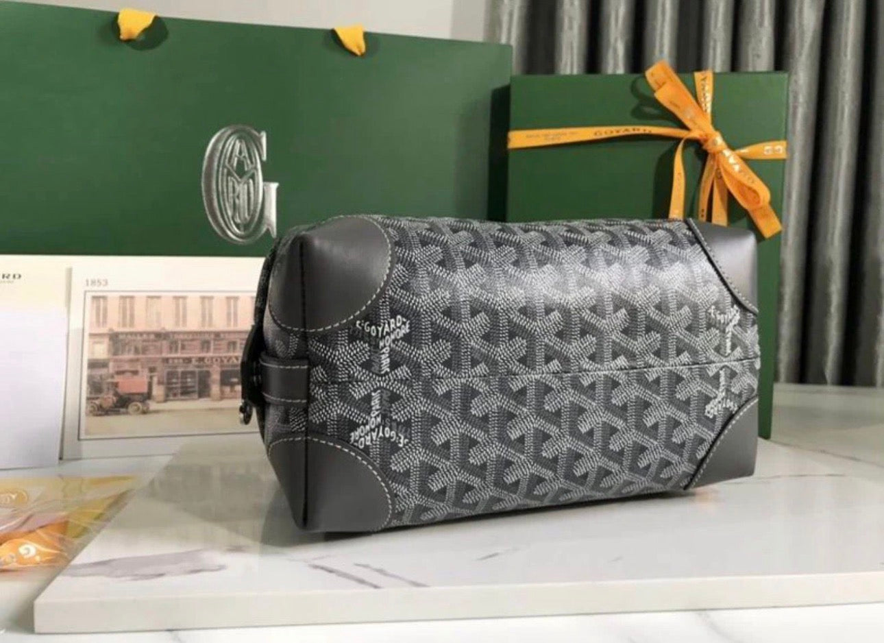 Monogram Travel Toiletry Bag – Gray Luxury Organizer Pouch